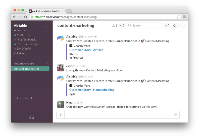 zapier airtable slack