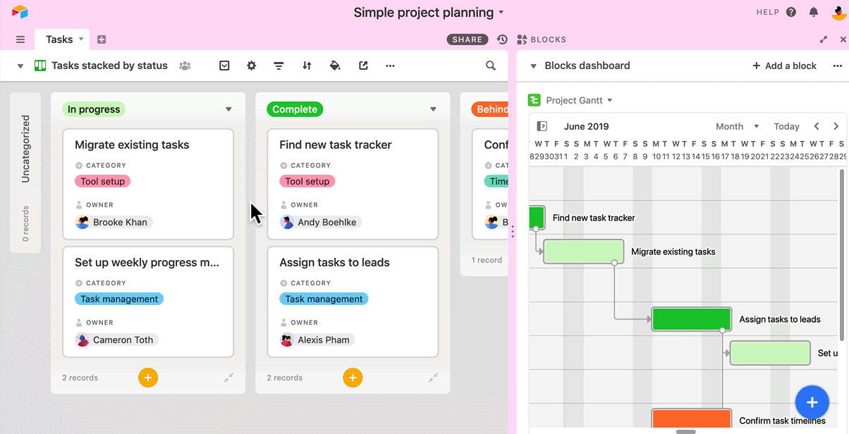 airtable gantt chart view