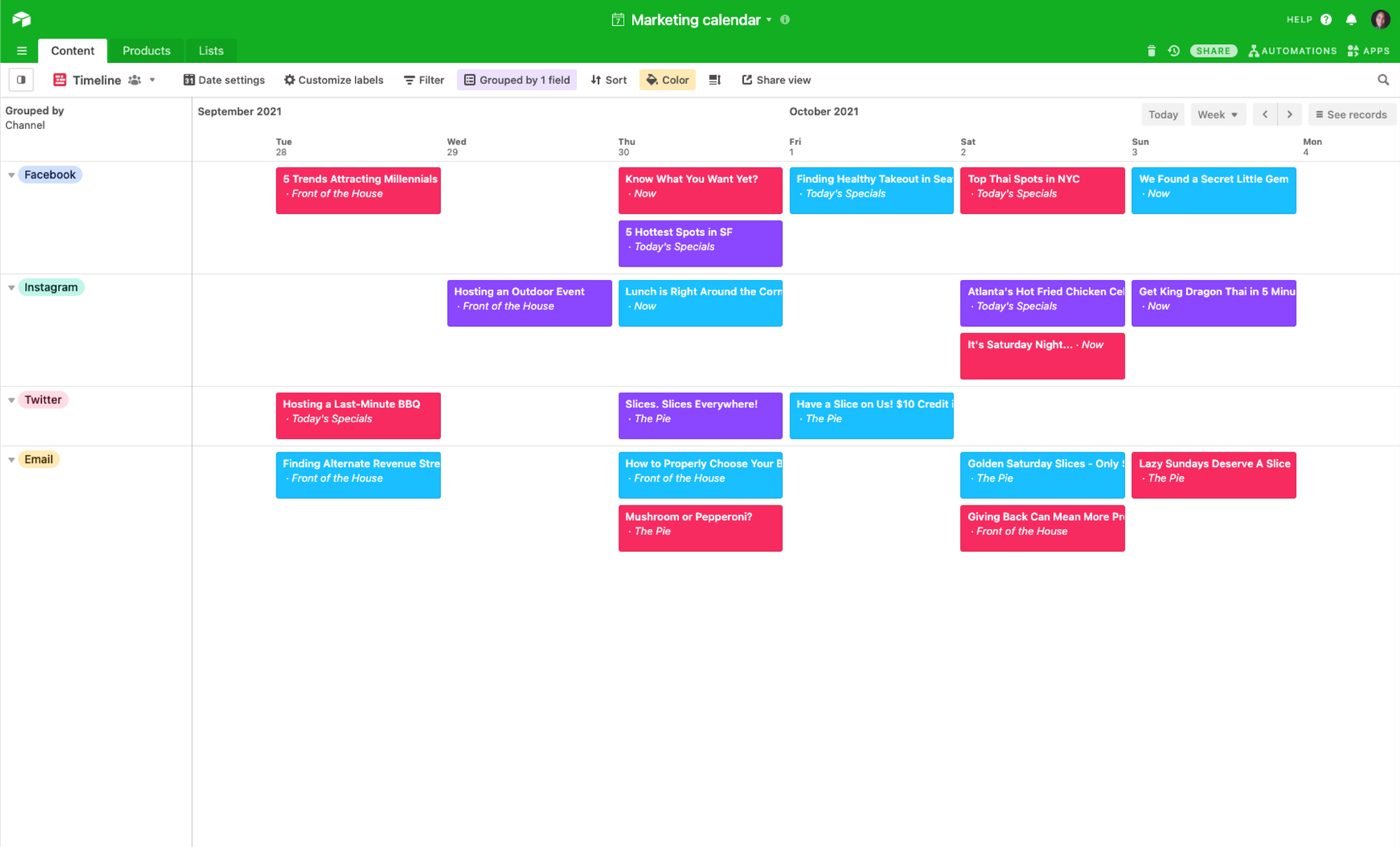 Airtable Calendar Template