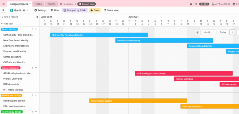 airtable gantt chart view